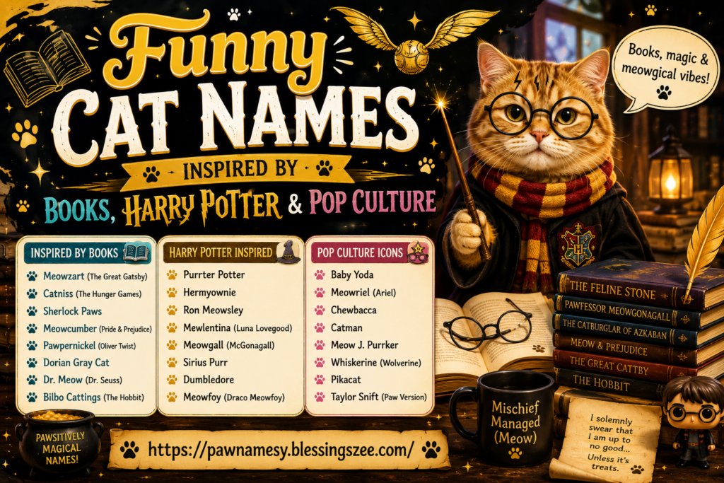 Funny Cat Names Inspired by Books, Harry Potter & Pop Culture